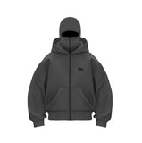 Trendy Double Hat Boomer Design Hooded Zipper Open-Shirt Couple Windproof Street