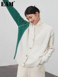 Green Big Size Knitting Cardigan Sweater Loose Fit V-Neck Long Sleeve Women New Fashion Tide Autumn Winter 2022