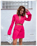 Hollow Out Waist Blazer Jacket Sexy Office Laidies Long Sleeve Bodycon Outwear 2022 Women Summer Robe Chemise Femme Chic