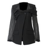 Spring New Splicing Half-Perspective OL Blazer Top Female