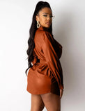 Formal Leather Blouse Dress with Matching