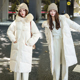 2024 New Winter Milk Shout Down Cotton Suit Female Long Over The Knee Vitality Girl Big Hair Collar Cotton-Padded Jacket Jacket-Outfit