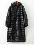 2022 Winter Oversized Long 90% White Duck Down Coat Women Thick Loose Outerwear Warm Down Jacket Hooded Feather