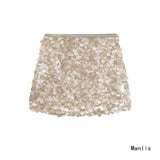 Women's Summer New Fashion A-Word High-Rise Half-Dress Short Skirt Squins Skirt