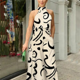 Toloer 2024 Women's Ins New Fashion Round Collar Sexy Print