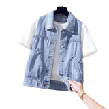 Toloer Vest Female Summer Western Style Show Thin New Korean Version Of Short Jacket Student Horse Clip Jacket Vest Female-Outfit