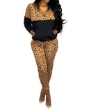 Large Size Women's Wear Popular Style Long-Sleeved Zipper Fashion Printed Two-Piece Set-Outfit