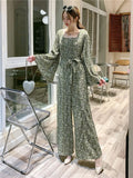 Jumpsuits Woman Dolka Pot High Waist V-neck Chiffon Loose Skinny Elegant