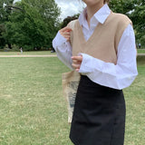spring and autumn women's knitted vest Vneck women's solid color loose sweater winter jacket plus size comfortable
