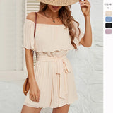 Women's Clothing Station Summer New Word Collar Sexy Folded Five-Sleeve Jump-And-Fleeve Jump-And-Fleeve Jump-And-Fleet