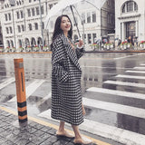 Houndstooth Plaid Autumn Long Jacket Coat Female Parka Women New Korean Style Plus Size Women's Plaid Woolen Coat Basic