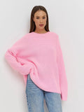 Toloer / Winter 2024 Round Collar Loose Long Sleeve Basic Casual Sweater