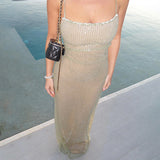 Hanging Beads Fine Flash Dress Dress Woman 2025 New Hot Girl Sexy