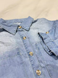 Fashion New Lapel Pocket Single-Row Denim Shirt-Outfit