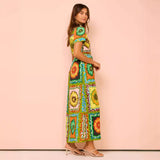 Women's Clothing 2026 Summer Holiday Style Exaggerated Fashion Print With Cardigan Super Long Dress