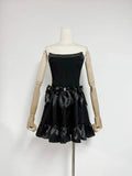 Satin Bow Ruffle Tube Mini Dress-Outfit
