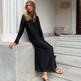 Toloer New 2023 Women's Bottom Dress Fashion Long Sleeve Slit Satin Pendant Wrap Hip Skirt-Outfit