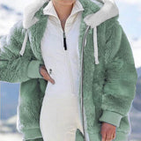 Hot New Autumn And Winter Loose Plush Multi-Color Hooded Coat