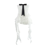 Spring Women's New Ougen Yarn Sue Bow Trim Corset