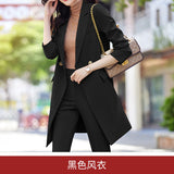 Long Suit Coat Female Spring And Autumn Dress Senior Sense Of Leisure Temperament Goddess Fan Professional Suit Khaki Windbreaker-Outfit