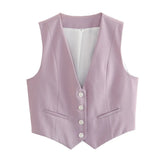 Summer New Women's Street Fashion Leisure Vest 15 Color V Collar