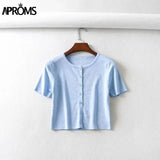 Aproms Candy Color Ribbed Knitted Cardigan Women Autumn Winter Long Sleeve Basic Cropped Sweaters Female Casual Short Jumper