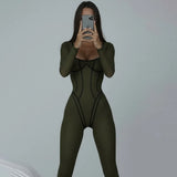 Yoga Style Long Sleeves Low Chest Sexy Tight Sleeves And High-Boose Sports Jumpsuits In Autumn And Winter