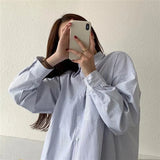 New Spring And Autumn Korean Version Of The Loose Salt Long-Sleeved Striped Shirt Women Wear Retro Hong Kong-Style