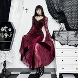 Autumn New Style Sexy Micro-Transparent Slim Dress Dark Lace Fishtail Long-Sleeved Dress Woman-Outfit