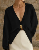 Color V-Neck Long Sleeve Open Shirt 2025 Spring And Autumn Temperament V Collar A Buckle Long Sleeve Waist