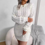 2025 Casual Mahjong Bagg Hip Dress Bottom Sweater Dress Women's