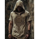 Men's Short-Sleeved Loose Casual Hoodie 3D National Style Digital Printing Short