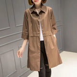 Leisure In The Long Windbreaker Female Autumn 2024 New Loose Fashion Women's Versatile Small Coat-Outfit