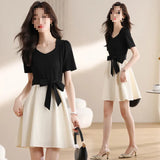 Print Bow Pure Babes Small Flying Sleeves To Close The Waist Temperament Short Apron Girl Age-Dexing Sexy