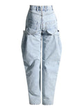 Toloer Winter New Korean Version Structural Trend Fashionable Straight Leg Jeans Women's High Waist Loose Thin Casual Pants-Outfit