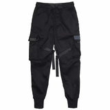 Black Samurai Trend Self-Cultivation Leisure Tactics Paratroopers Ribbon Function Wind Belt Foot Overalls Trousers Men's Tide Plate-Outfit