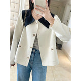Toloer Size Women's Fat Mm Color Doll Collar Coat Autumn 2024 New Small Show Thin Hide Meat Jacket-Outfit