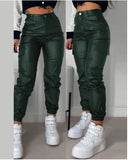 Toloer Summer 2023 Women's Wear Locomotive Zip Pleated Pocket Fashion PU Casual Sticker Bag Tight Foot