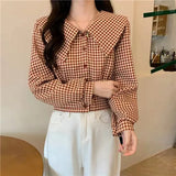 Plaid Shirt With Large Collar-Outfit