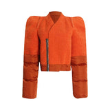 Toloer Fashion Brand Design Sense Contrast Color Coat Female 2024 Spring New Fashion Splicing Fleece Short Women's Jacket-Outfit