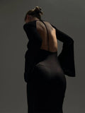Sexy Bareback Dress Knitted Thin Autumn And Winter 2025 Holiday
