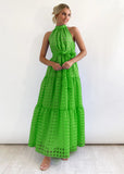 Summer New Leisure High-End Feeling Sleeveless Waist Swing Gentle Wind Dress Women's Long