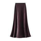 Tail Half Dress Women 2025 Autumn New Design Sense Metal Buckle High-Waist Temperament Medium Long A Skirt