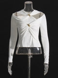 Toloer Temperamental Socialite Bottom Shirt 2024 Autumn New Shoulder Hollow Kink Design Slim Short Jacket Female-Outfit