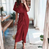 Toloer Women's Autumn New Short Sleeve Temperament Commuter High Waist Print Long