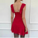 Chiffon Tie-Up Strap Mini Dress-Outfit