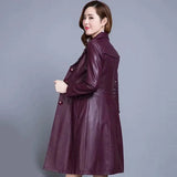 7XL Plus Size Autumn Long Faux Leather Trench Coats Coat Female For Womens Windbreaker Women Parka Abrigo Mujer Overcoat