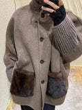 New Autumn And Winter 2025 Fashion Commuting Collar Knitted And Spinning Splicing This Shirt Coat