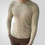 Men's Spring Thin Round Collar Slim Bottom Knitted Shirt Long-Sleeved Thin Sweater