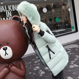 Cotton-Padded Clothes Female In The Long 2024 Winter New Large Size Women's Korean Version Cotton-Padded Clothes Big Wool Collar Thick Cotton-Padded Jacket Coat-Outfit